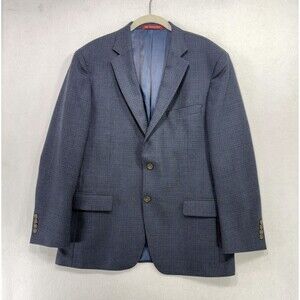 Vtg Hart Schaffner Marx Blazer 44S Blue Plaid 2-Button Sport Coat USA Union Made